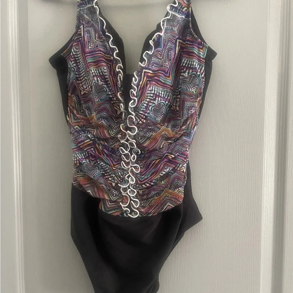 Gottex Black One Piece Swimsuit with Plunging V-Neckline